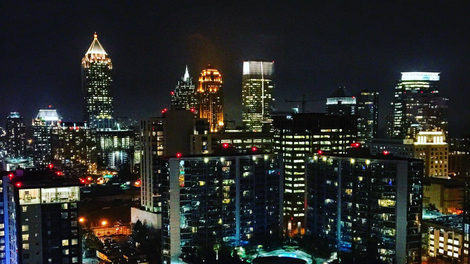 Atlanta skyline at night, looking toward Midtown